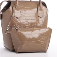 Сумка женская на молнии, с косметичкой, цвет капучино