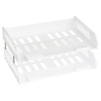 Набор лотков для бумаг горизонтальный Стамм "Сити", набор 2 штуки, на металлических стержнях, белый Набор лотков для бумаг горизонтальный Стамм "Сити", набор 2 штуки, на металлических стержнях, белый