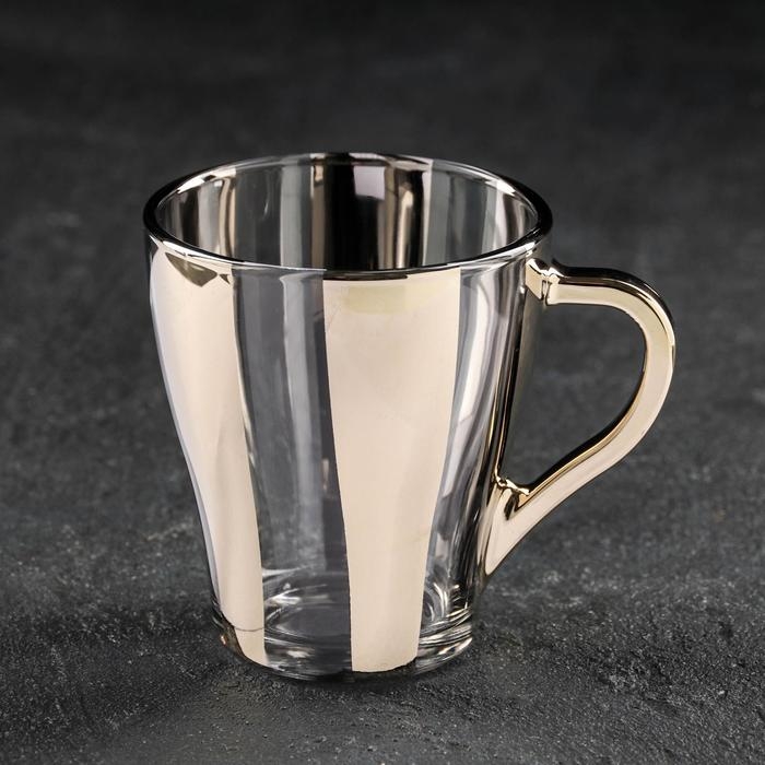 Кружка стеклянная &laquo;Серпантин&raquo;, 250 мл, цвет золотой