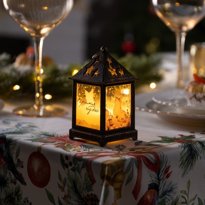 Светодиодная фигура &laquo;Бронзовый фонарь с лисой&raquo; 6.3 &times; 12 &times; 6.3 см, пластик, батарейки AG13х3 (в комплекте), свечение тёплое белое