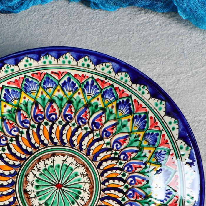 Тарелка Риштанская Керамика Тарелка Риштанская Керамика "Цветы", 26 см, синяя микс