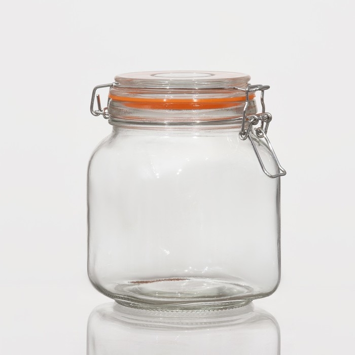 Банка стеклянная для сыпучих продуктов с бугельным замком &laquo;Радуга&raquo;, 900 мл, 12&times;11&times;15 см, цвет МИКС