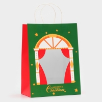 Пакет подарочный новогодний с окном "Театр" 26 х 35 х 16 см. Пакет подарочный новогодний с окном "Театр" 26 х 35 х 16 см.