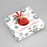 Коробка подарочная новогодняя складная &laquo;Снежинки&raquo;, 20 х 18 х 5 см, БЕЗ ЛЕНТЫ, Новый год