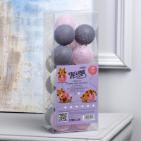 Гирлянда &laquo;Нить&raquo; 5 м с насадками &laquo;Клубки серо-розовые&raquo;, IP20, прозрачная нить, 20 LED, свечение белое, 220 В