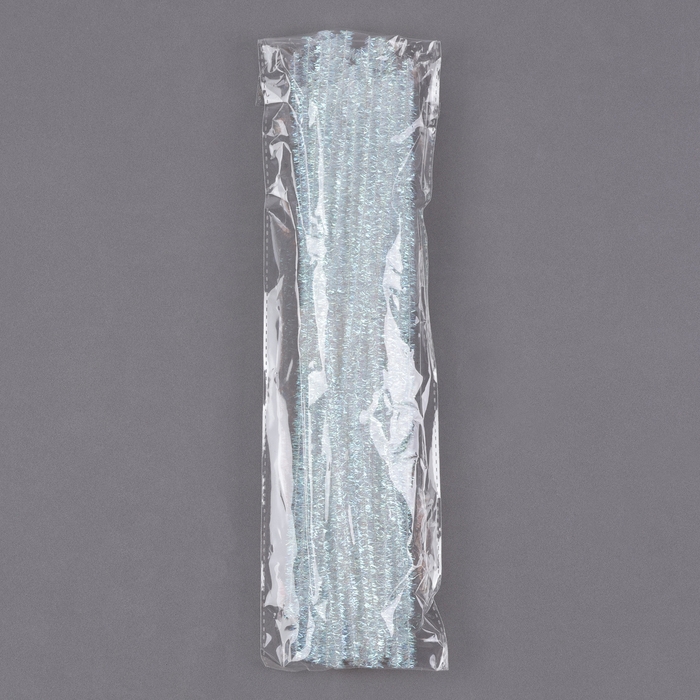 Проволока с ворсом для поделок &laquo;Блеск&raquo;, набор 50 шт, размер 1 шт: 30&times;0,6 см, цвет перламутр