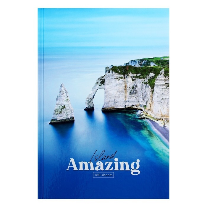 Бизнес-блокнот А5 160 листов в клетку "Остров мечты", твёрдая обложка, глянцевая ламинация, МИКС