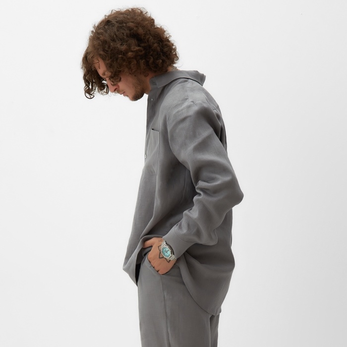 Рубашка мужская с длинным рукавом MIST р.54, серый Рубашка мужская с длинным рукавом MIST р.54, серый