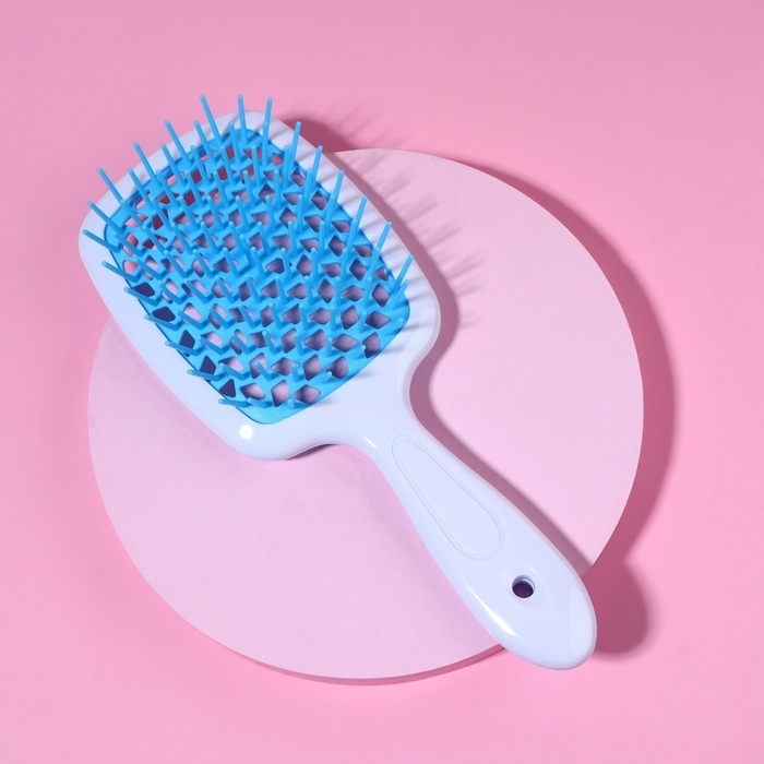 Расчёска массажная, широкая, вентилируемая, 8,5 &times; 20,5 см, PVC коробка, цвет МИКС/белый