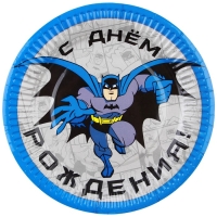 Набор одноразовой бумажной посуды, на 6 персон "С Днем Рождения", Супергерои