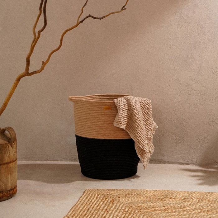 Корзина для белья плетеная круглая SL Home Cotton, хлопок, 33&times;45 см