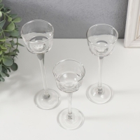 Подсвечник стекло набор 3 шт "Прозрачность мыслей" высота 15 см, 17,5 см, 20 см прозрачный Подсвечник стекло набор 3 шт "Прозрачность мыслей" высота 15 см, 17,5 см, 20 см прозрачный