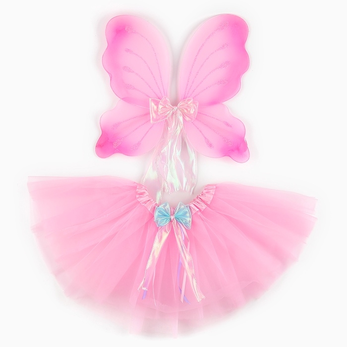 Карнавальный набор «Бабочка» 2 предмета: юбка, крылья, цвет розовый Карнавальный набор «Бабочка» 2 предмета: юбка, крылья, цвет розовый