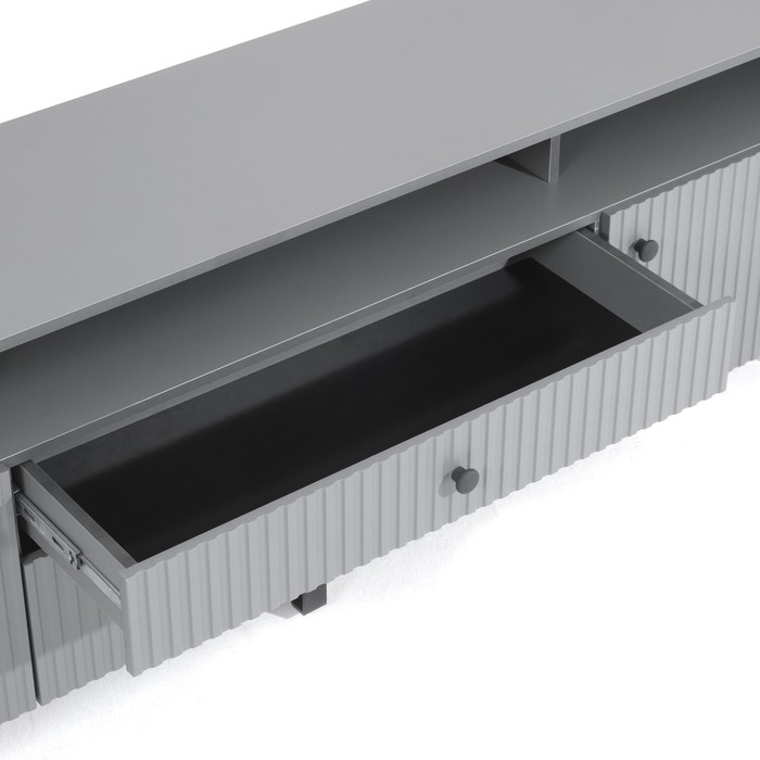 Тумба ТВ Оливия, 2000х426х668, цвет графит / графит софт, МДФ Тумба ТВ Оливия, 2000х426х668, цвет графит / графит софт, МДФ