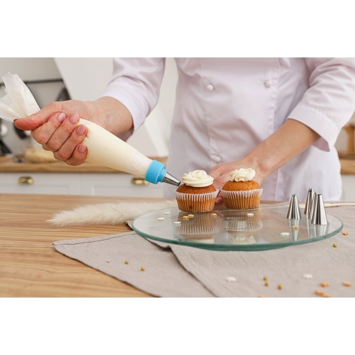 Набор кондитерский Доляна, 7 предметов: мешок 24 см, 6 насадок d=1,8 см, насадки и цвет МИКС Набор кондитерский Доляна, 7 предметов: мешок 24 см, 6 насадок d=1,8 см, насадки и цвет МИКС