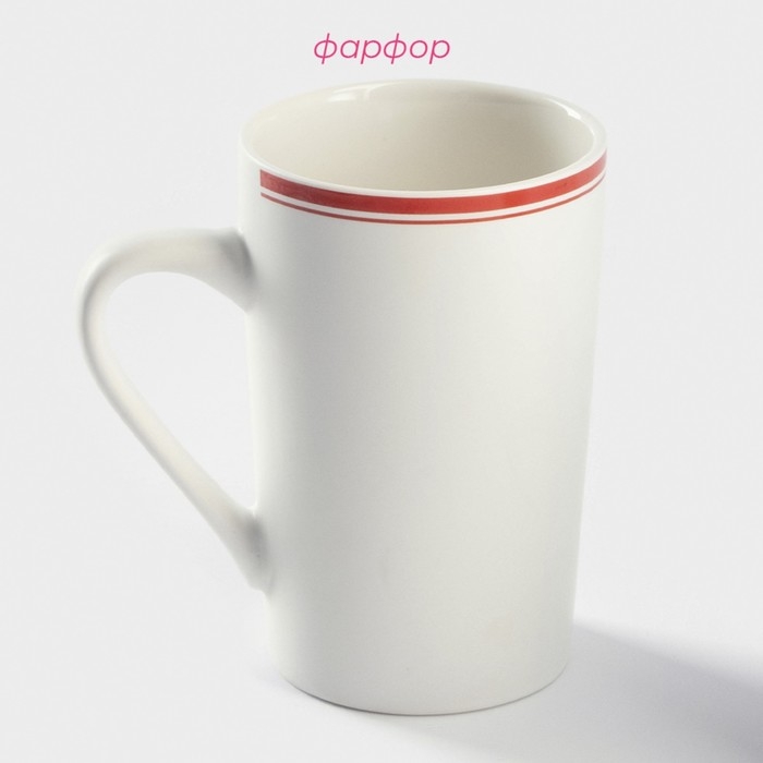 Кружка фарфоровая Доляна &laquo;Понедельник&raquo;, 380 мл, цвет белый