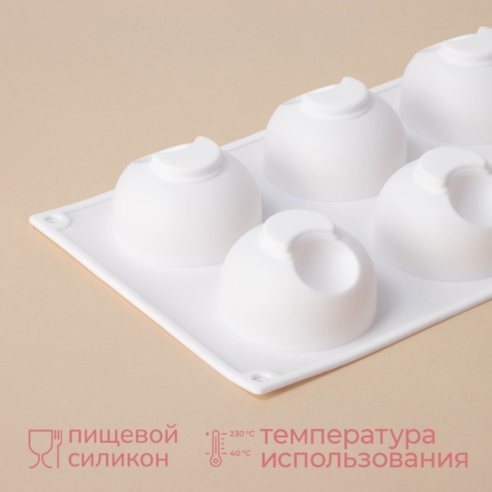 Форма для муссовых десертов и выпечки Доляна &laquo;Десерт с фруктами&raquo;, 30&times;17,5&times;4,5 см, 6 ячеек (d=7 см), цвет белый