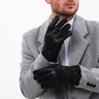 Перчатки мужские, безразмерные, с утеплителем, цвет чёрный Перчатки мужские, безразмерные, с утеплителем, цвет чёрный