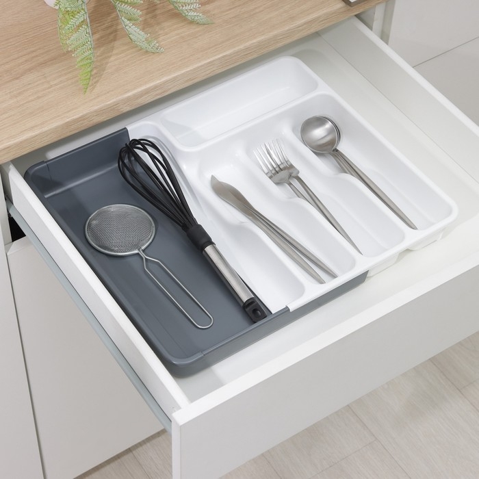 Лоток раздвижной, цвет белый/антрацит Лоток раздвижной, цвет белый/антрацит