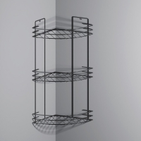 Полка для ванной угловая 3-х ярусная, 19&times;19&times;41 см, цвет хром
