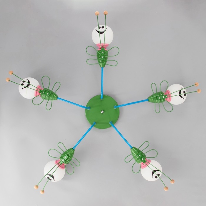 Люстра Люстра "Букашки" 5хЕ27 зеленый 68х68х25 см BayerLux