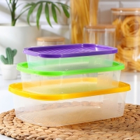 Набор пищевых контейнеров «BioFresh», 3 шт: 500 мл, 1 л, 1.6 л, цвет прозрачный, крышки МИКС Набор пищевых контейнеров «BioFresh», 3 шт: 500 мл, 1 л, 1.6 л, цвет прозрачный, крышки МИКС