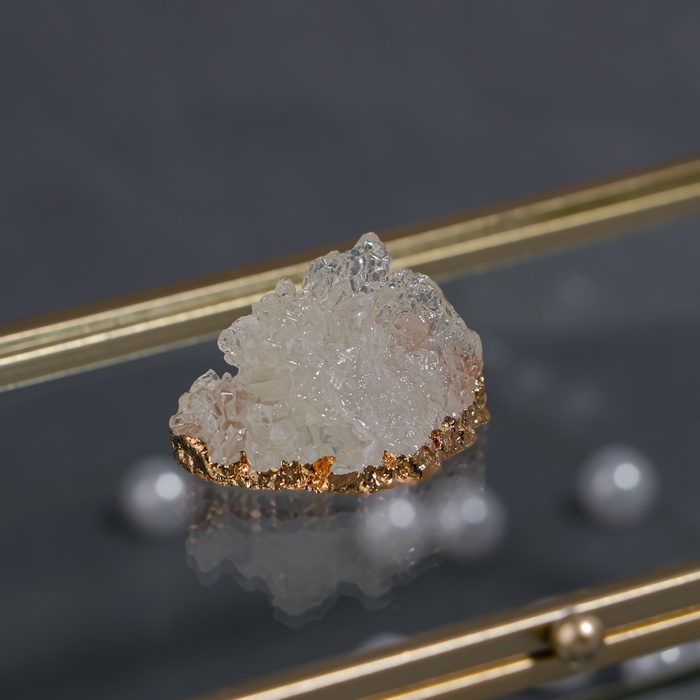 Органайзер для хранения &laquo;MOUNTAINS&raquo;, с крышкой, стеклянный, с зеркальным дном, 1 секция, 21,5 &times; 10,5 &times; 7,5 см, цвет прозрачный/медный