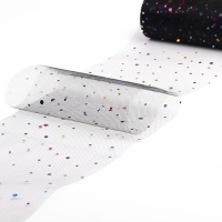 Фатин с разноцветными блёстками, 15 см, 11 ± 1 г/кв.м, 23 ± 1 м, цвет чёрный №40 Фатин с разноцветными блёстками, 15 см, 11 ± 1 г/кв.м, 23 ± 1 м, цвет чёрный №40