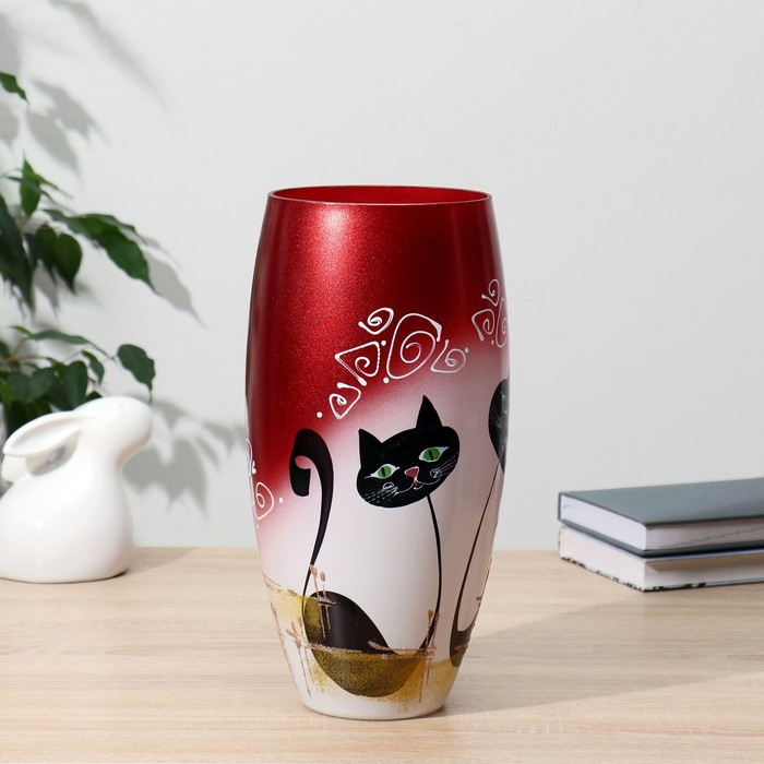 Ваза "Котики" d-12.5см,  30 х14 см