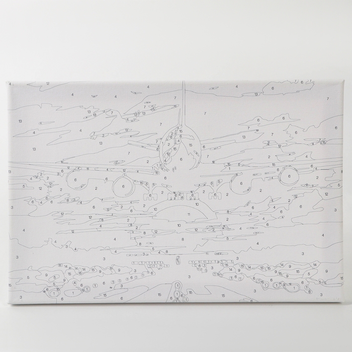 Картина по номерам с подрамником и гирляндой &laquo;Самолёт&raquo;, 20 х 30 см