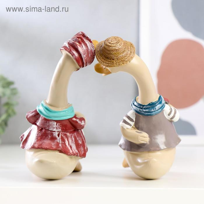 Сувенир полистоун "Гусь с гусыней" набор 2 шт 23х10х6,5 см