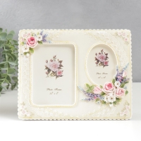 Фоторамка полистоун на 2 фото 6х9, 9х13 см "Кружево и букет с розами" стразы 17,5х21,5 см Фоторамка полистоун на 2 фото 6х9, 9х13 см "Кружево и букет с розами" стразы 17,5х21,5 см