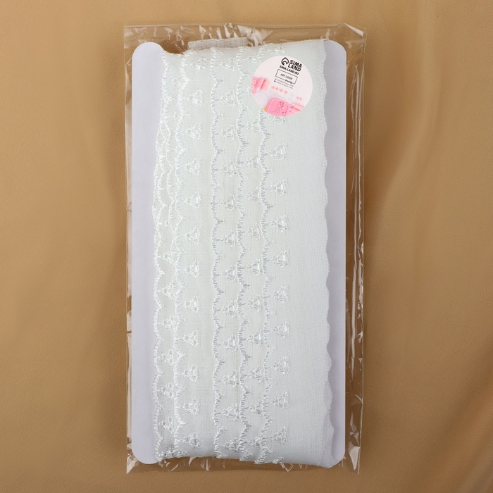 Кружево шитьё, 25 мм &times; 13 &plusmn; 1 м, цвет белый