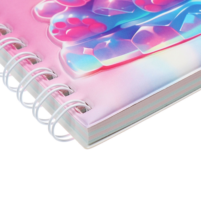 Записная книжка подарочная на гребне 80л,линия, цветной блок,обложка ПВХ 3D Мишка(17,6х13,5см)   105