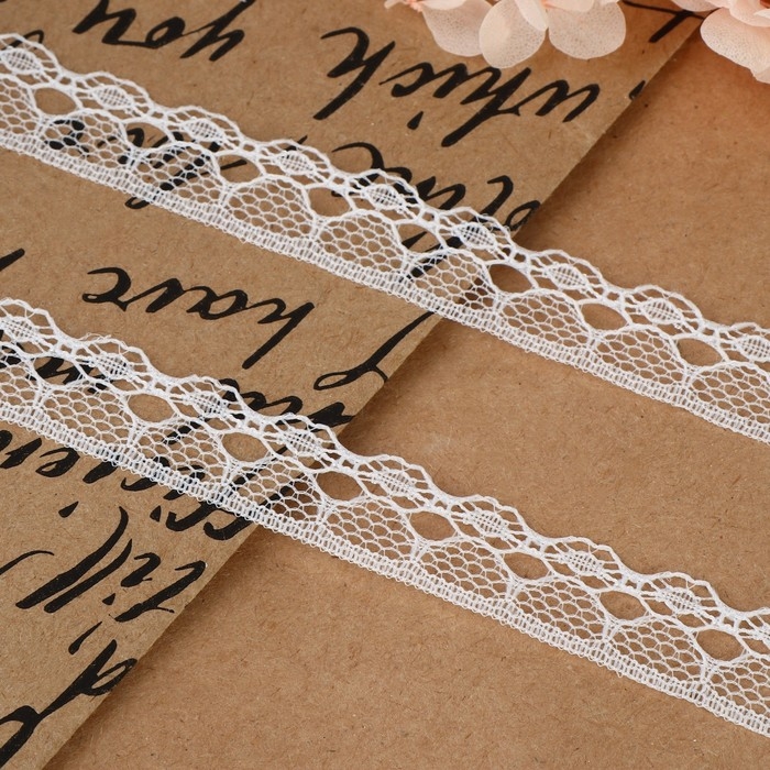 Кружево капроновое, 14 мм × 10 ± 1 м, цвет белый Кружево капроновое, 14 мм × 10 ± 1 м, цвет белый