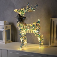 Светодиодная фигура &laquo;Олень&raquo;, 30 &times; 52 &times; 14 см, текстиль, металл, 220 В, свечение тёплое белое