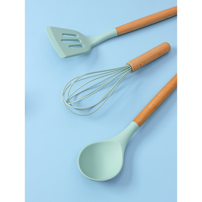 Набор кухонных принадлежностей Доляна &laquo;Лиам&raquo;, 7 предметов, 33&times;12,5&times;12,5 см, цвет бирюзовый