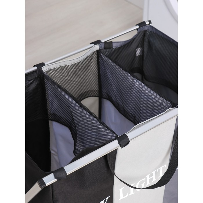 Корзина для белья Доляна Color, складная, тройная, 60×36×57 см Корзина для белья Доляна Color, складная, тройная, 60×36×57 см