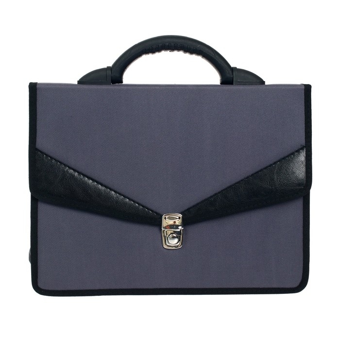 Портфель деловой 350 х 260 х 100 мм, текстильный, 2 отделения Портфель деловой 350 х 260 х 100 мм, текстильный, 2 отделения "Ладога" комбинированный серый, 1С112