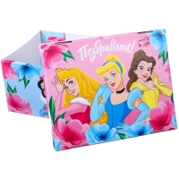 Подарочная коробка с крышкой, складная "Поздравляю" 31х25.5х16 см, Принцессы