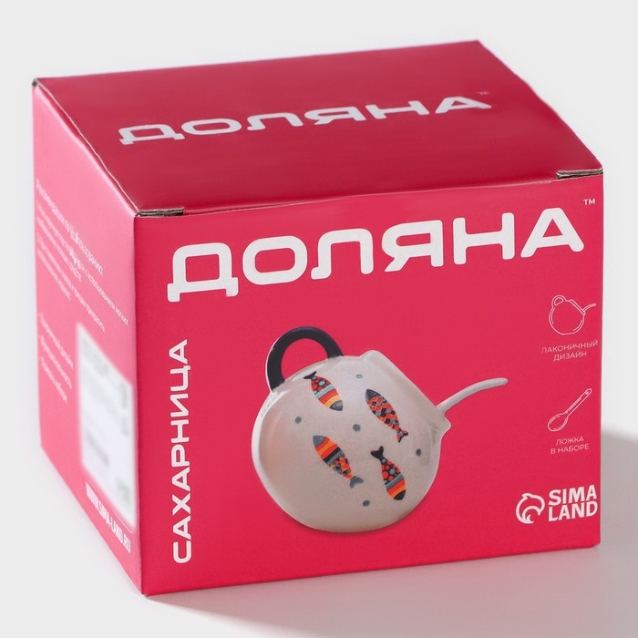 Сахарница с ложкой Доляна &laquo;Зайка&raquo;, 200 мл, цвет белый