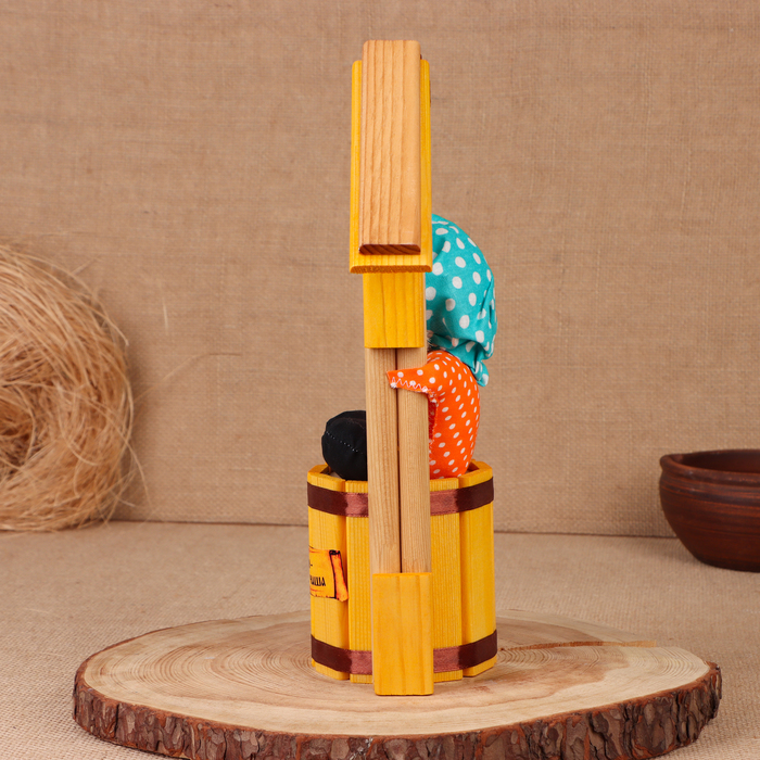 Оберег - домовой "Домовой на бочке, в домике", h = 30 см, микс