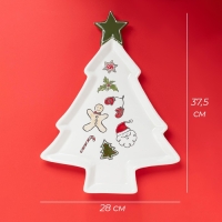 Тарелка новогодняя Доляна Sweey Treats, 37,5&times;28&times;2,5 см, керамика, цвет белый