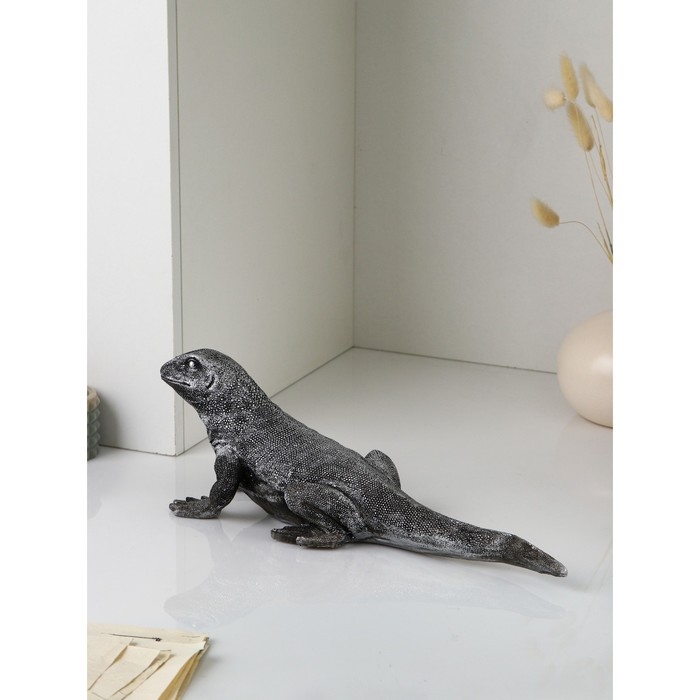 Фигура &laquo;Варан&raquo;, полистоун, 14 см, цвет серебро