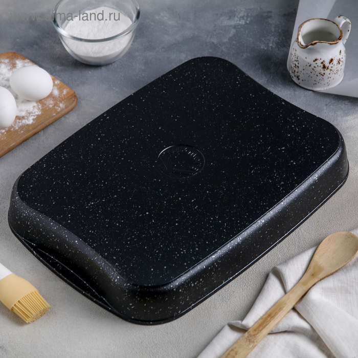 Противень, 40&times;29,5&times;5 см, антипригарное покрытие, цвет тёмный мрамор