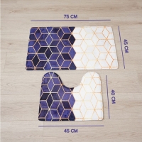 Набор ковриков для ванной и туалета Доляна &laquo;Геометрия&raquo;, 2 шт: 40&times;45, 45&times;75 см