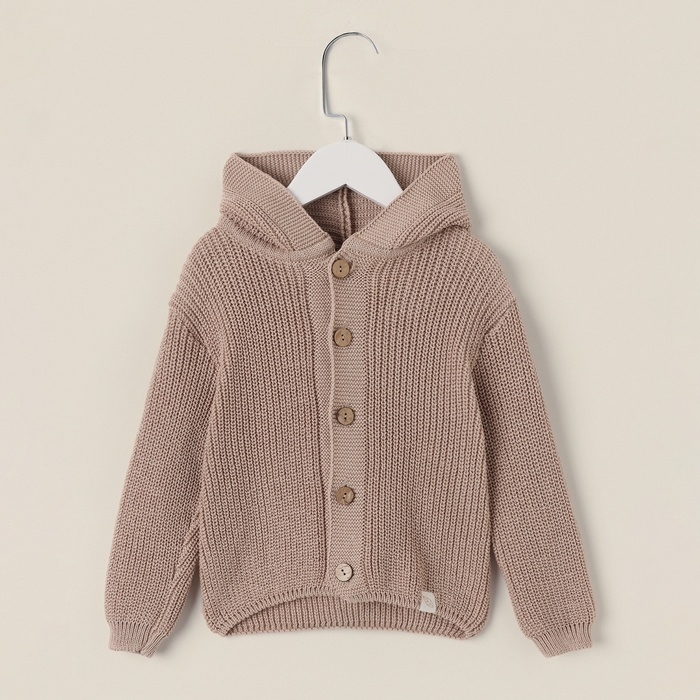 Кардиган вязаный с капюшоном SL Home, р.86-92 см, песочный Кардиган вязаный с капюшоном SL Home, р.86-92 см, песочный