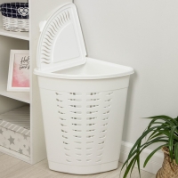 Корзина для белья угловая с крышкой, 45 л, 38×38×56 см, цвет белый Корзина для белья угловая с крышкой, 45 л, 38×38×56 см, цвет белый