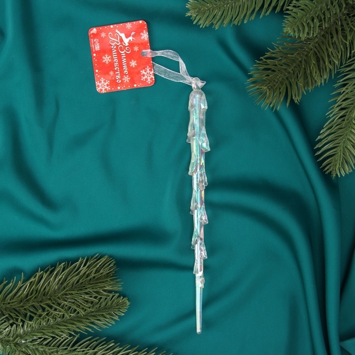 Ёлочная игрушка &laquo;Зимнее волшебство. Таящая сосулька&raquo; пластик, 19х1 см, прозрачный