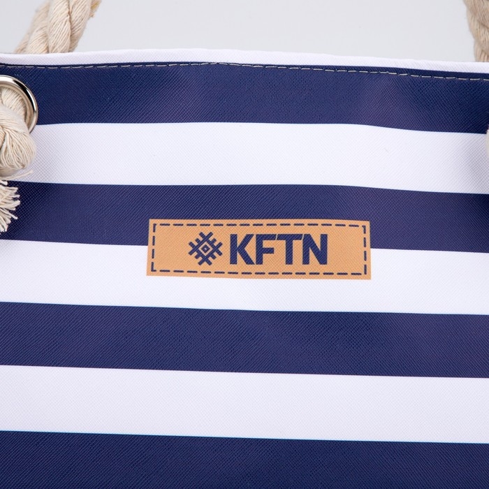 Сумка женская пляжная на молнии, цвет синий/белый